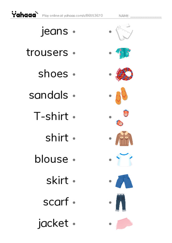 Unit 17 PDF link match words worksheet