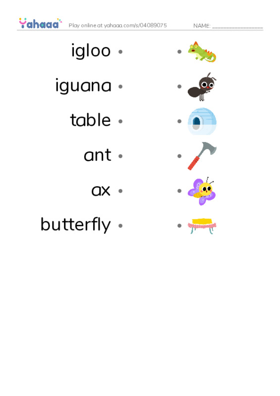  PDF link match words worksheet