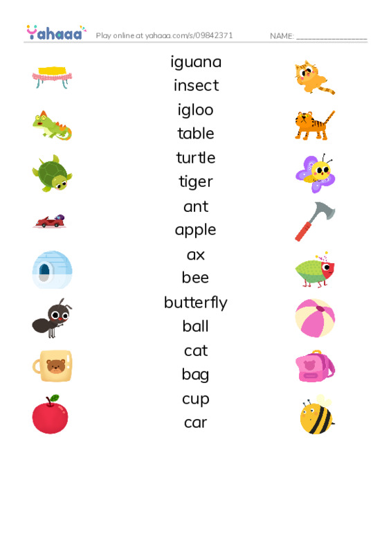 a b t c i PDF three columns match words