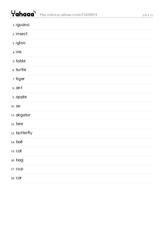 a b t c i PDF words glossary