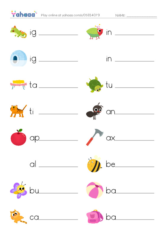 a b t c i PDF worksheet writing row