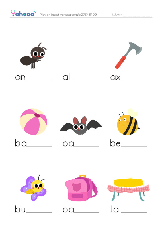  PDF worksheet to fill in words gaps