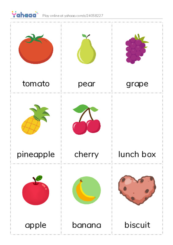 School Food PDF flaschards with images