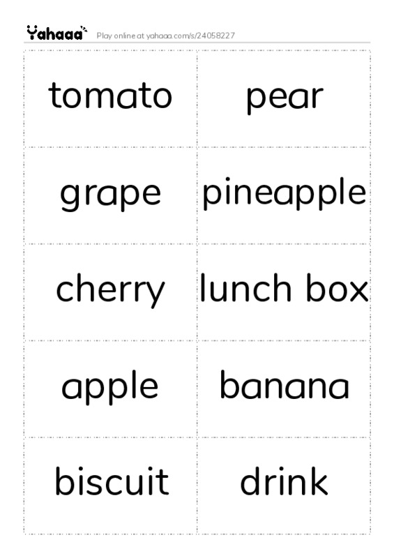 School Food PDF two columns flashcards