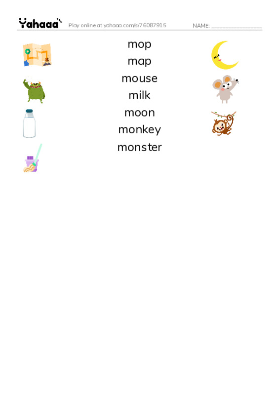 Words to pronounce M PDF three columns match words