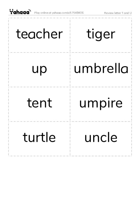 Review letter T and U PDF two columns flashcards