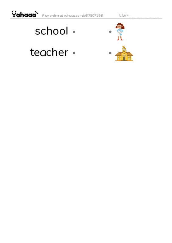 my school PDF link match words worksheet