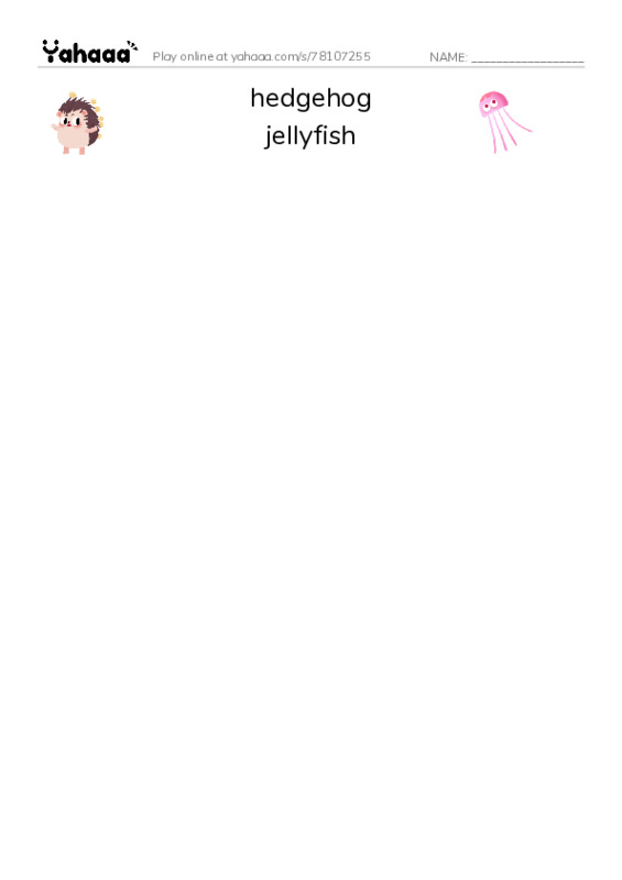 Animals  PDF three columns match words