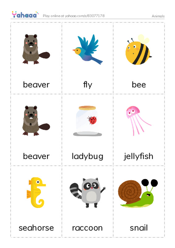 Animals  PDF flaschards with images