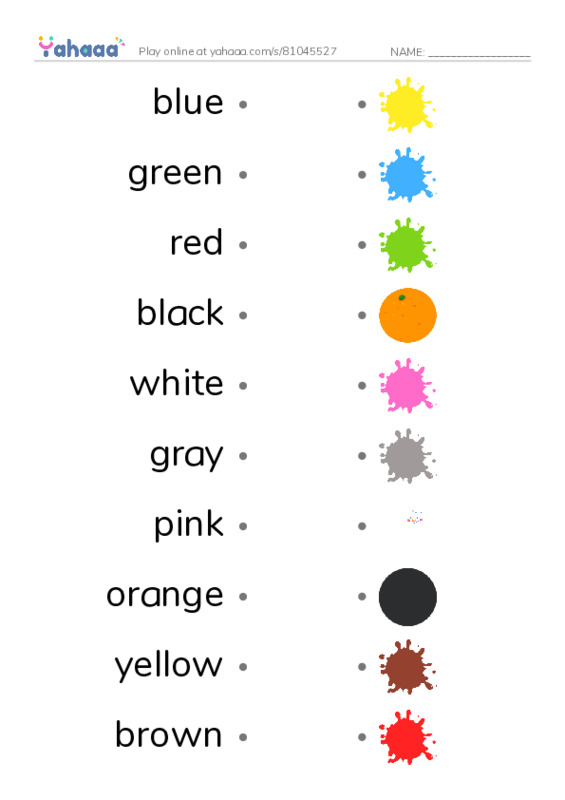 Colors  PDF link match words worksheet
