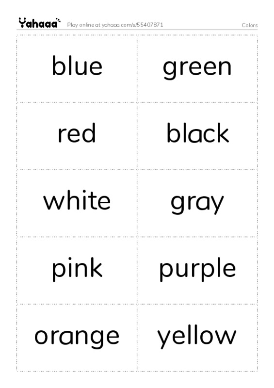 Colors  PDF two columns flashcards