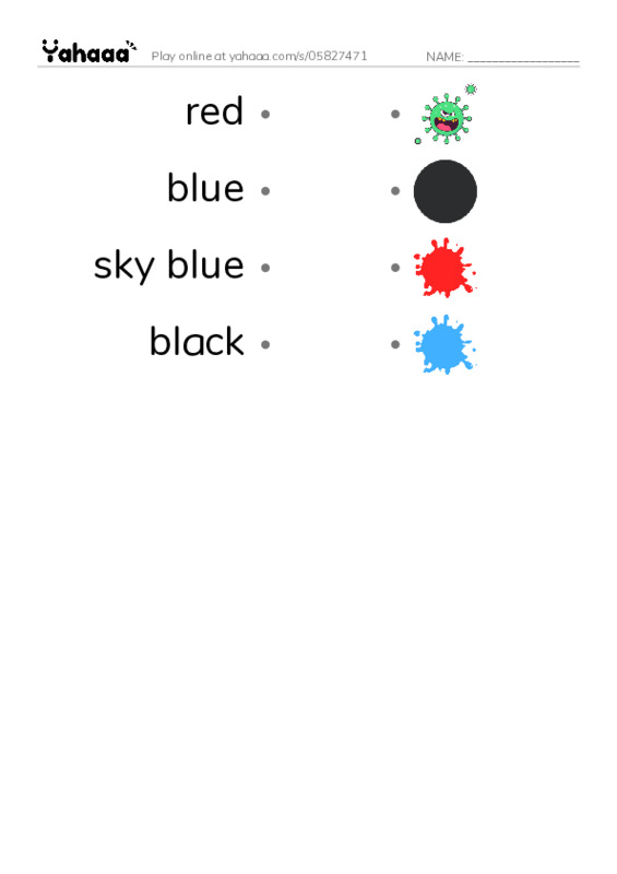 Colors PDF link match words worksheet