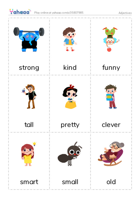 Adjectives  PDF flaschards with images