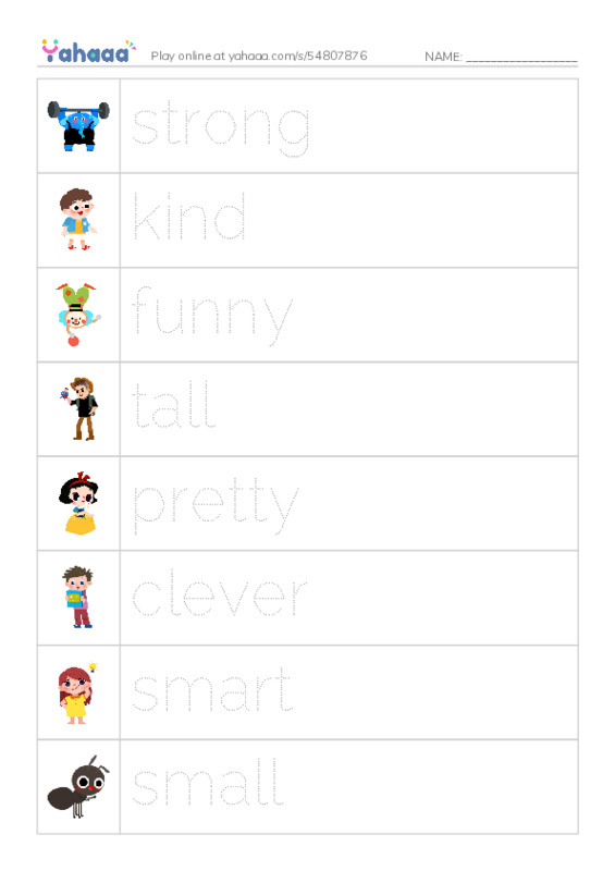 Adjectives  PDF one column image words