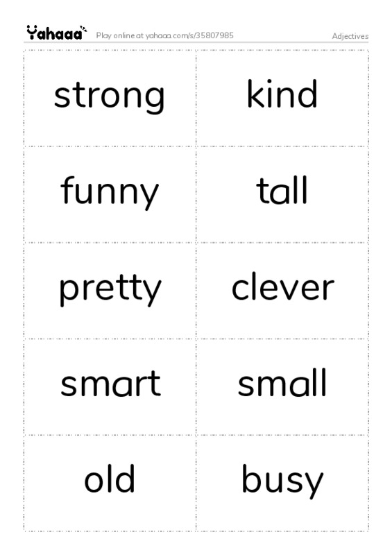 Adjectives  PDF two columns flashcards