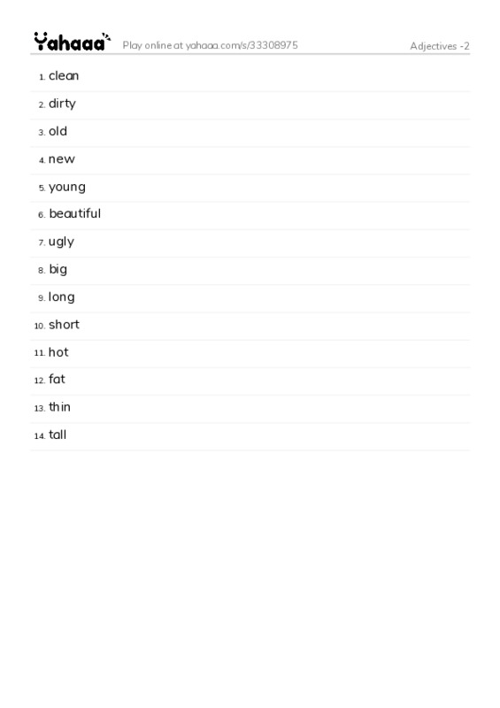 Adjectives -2 PDF words glossary