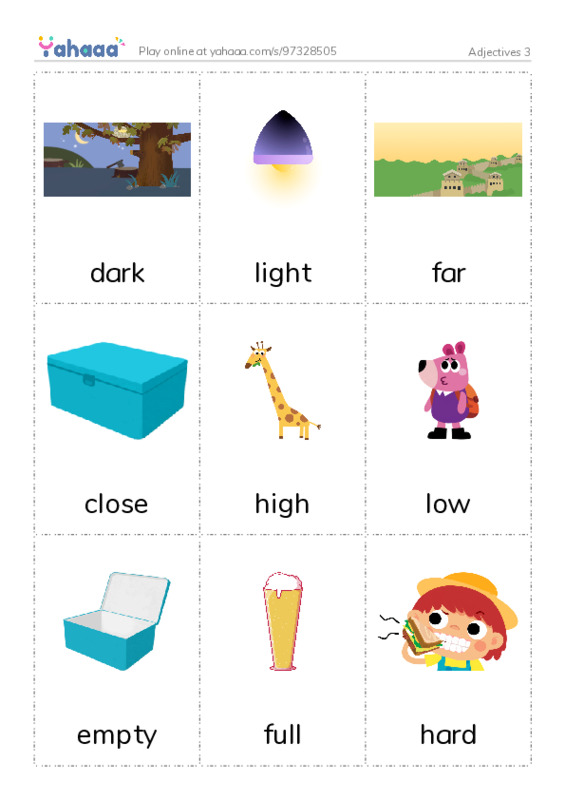 Adjectives 3 PDF flaschards with images