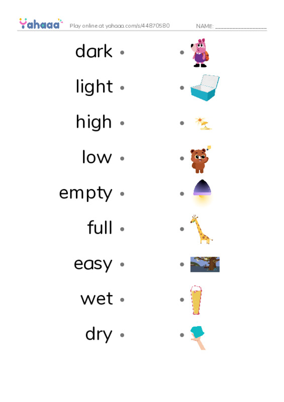 Adjectives 3 PDF link match words worksheet