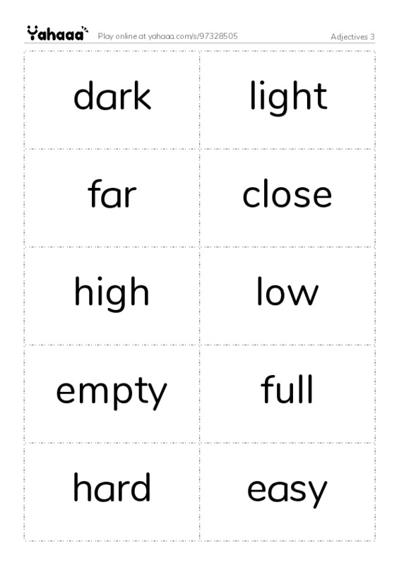 Adjectives 3 PDF two columns flashcards