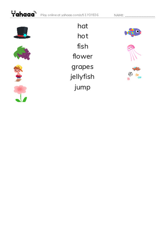 FGHIJ words PDF three columns match words