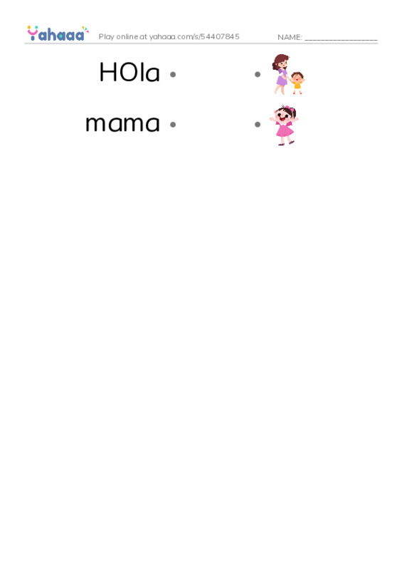 Mha SPanisho PDF link match words worksheet