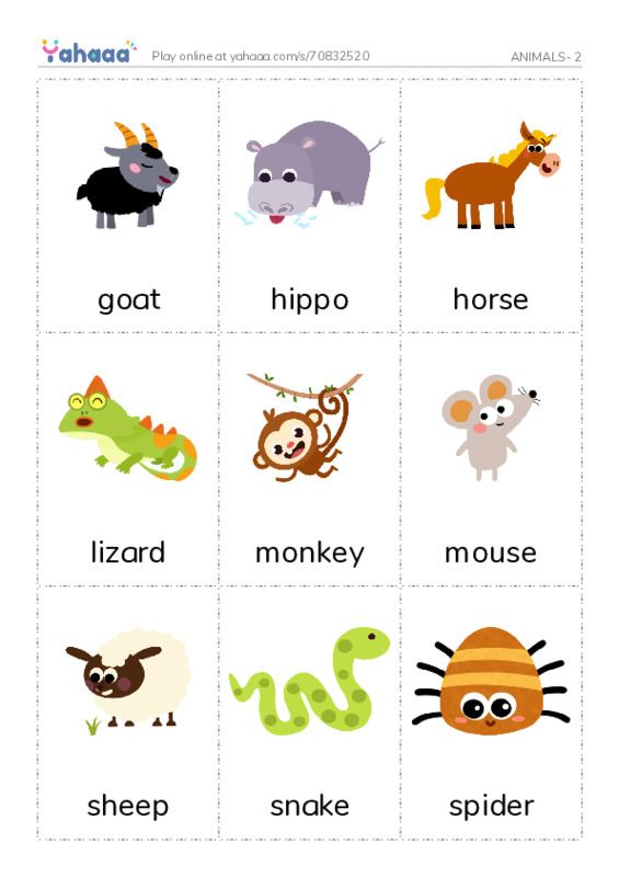 ANIMALS- 2 PDF flaschards with images