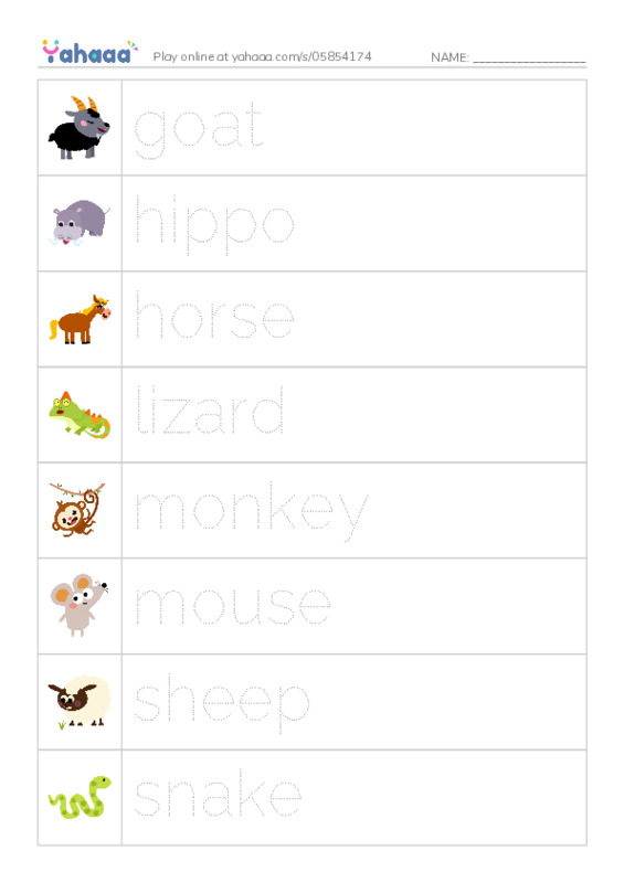 ANIMALS- 2 PDF one column image words