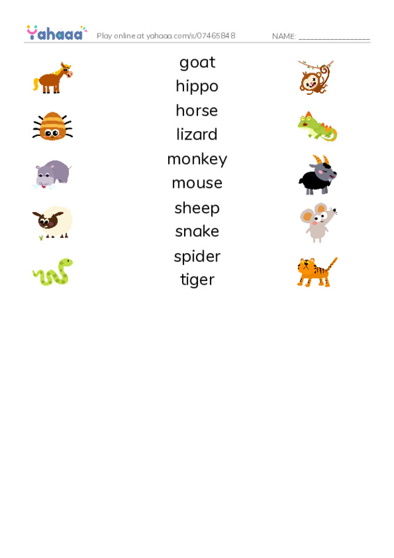 ANIMALS- 2 PDF three columns match words