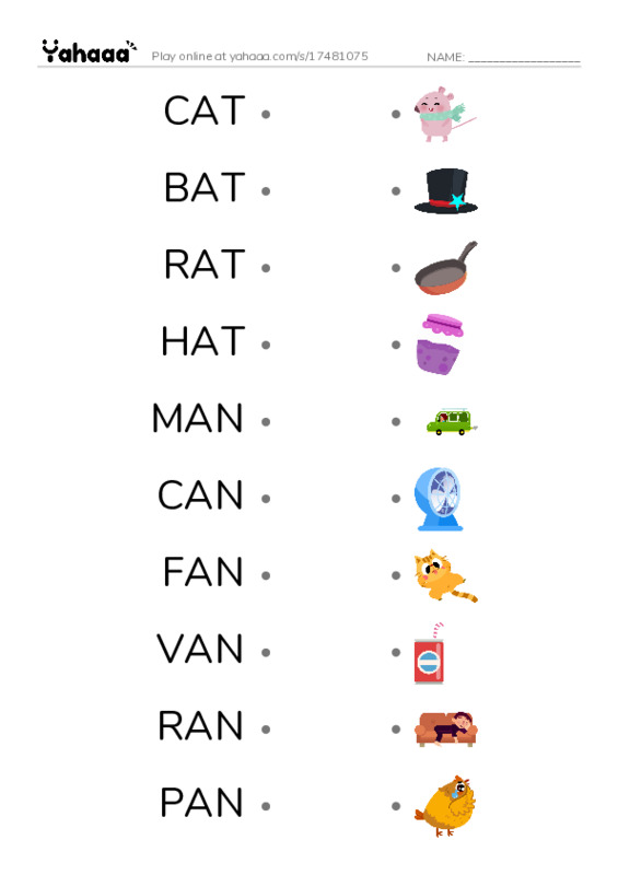 1 MONTH PDF link match words worksheet