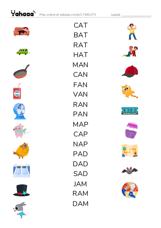 1 MONTH PDF three columns match words