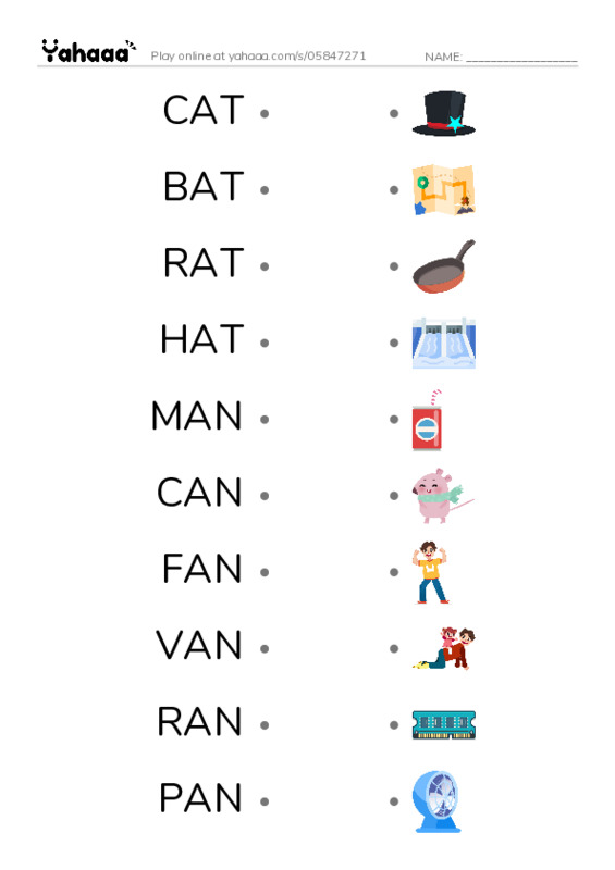 1 MONTH PDF link match words worksheet