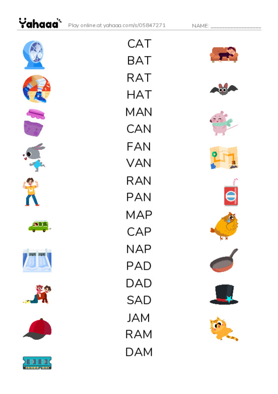 1 MONTH PDF three columns match words