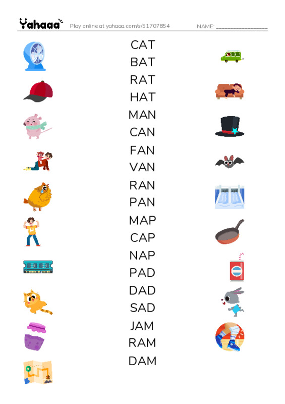 1 MONTH PDF three columns match words