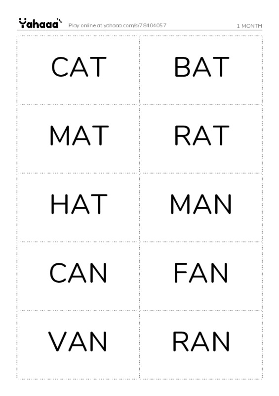 1 MONTH PDF two columns flashcards