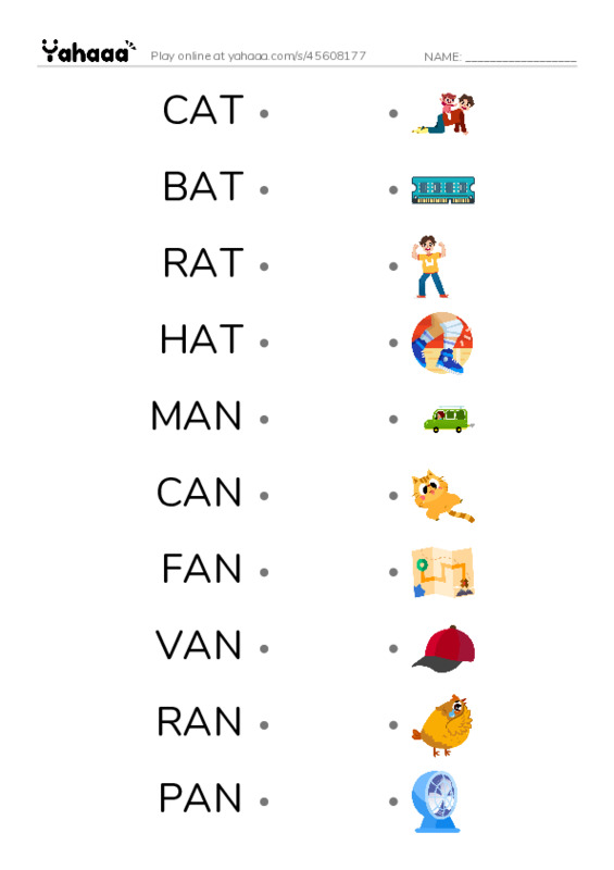 1 MONTH PDF link match words worksheet