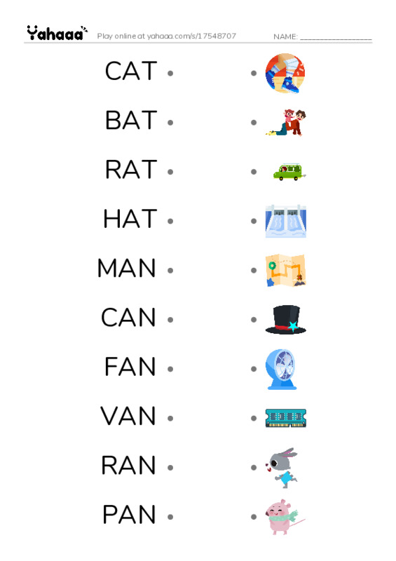 1 MONTH PDF link match words worksheet