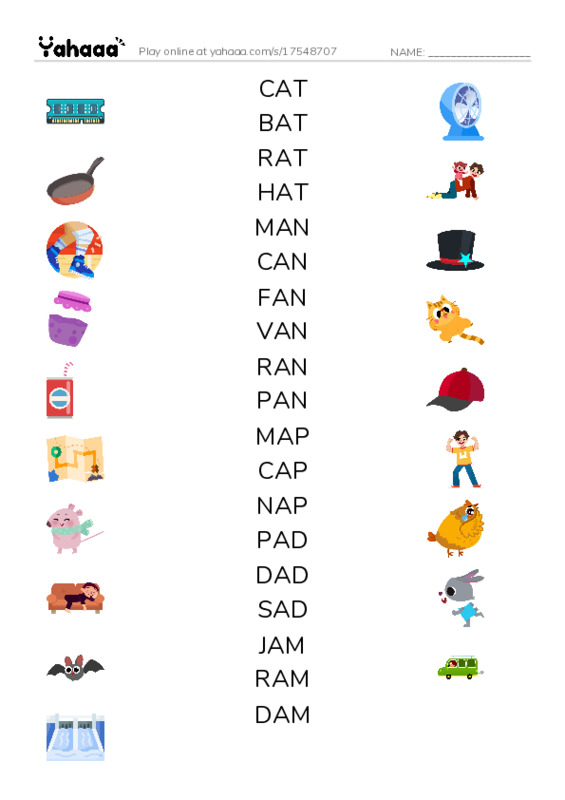 1 MONTH PDF three columns match words