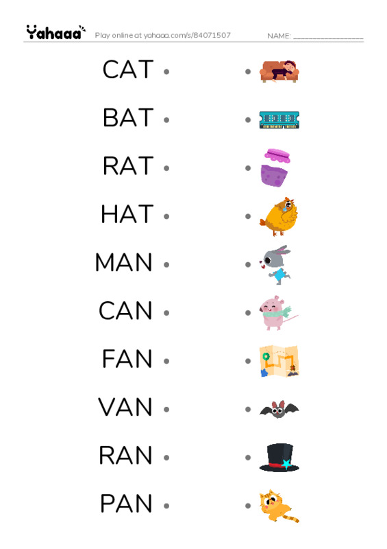 1 MONTH PDF link match words worksheet