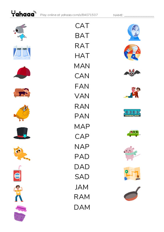 1 MONTH PDF three columns match words