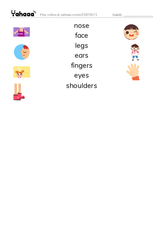 Unit 3: This is my nose PDF three columns match words