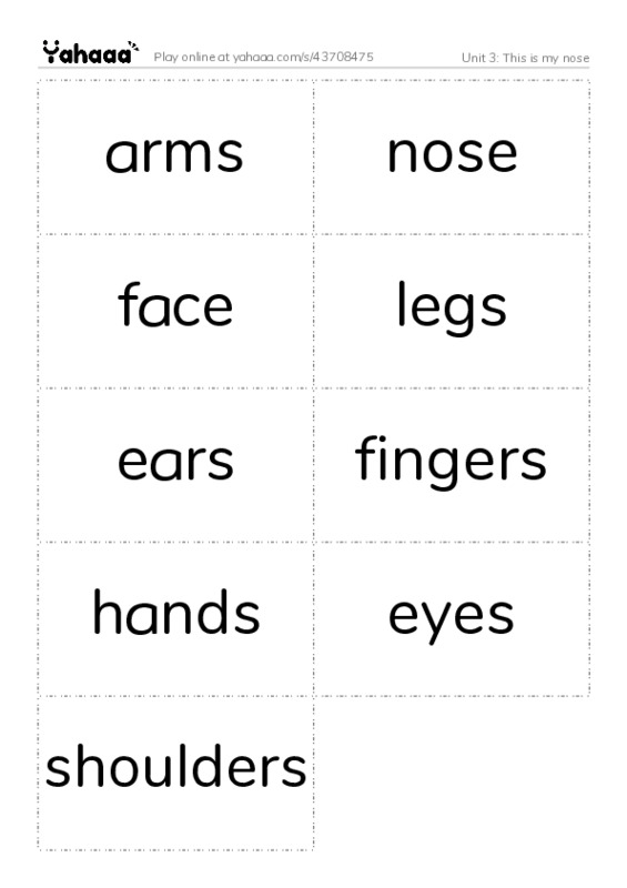 Unit 3: This is my nose PDF two columns flashcards