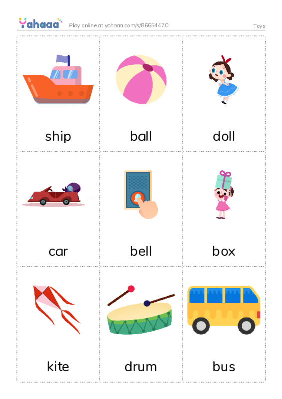 Toys PDF flaschards with images
