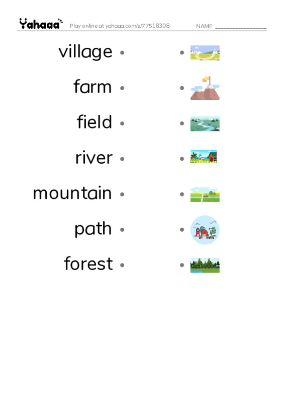 Unit 2: On my ways PDF link match words worksheet