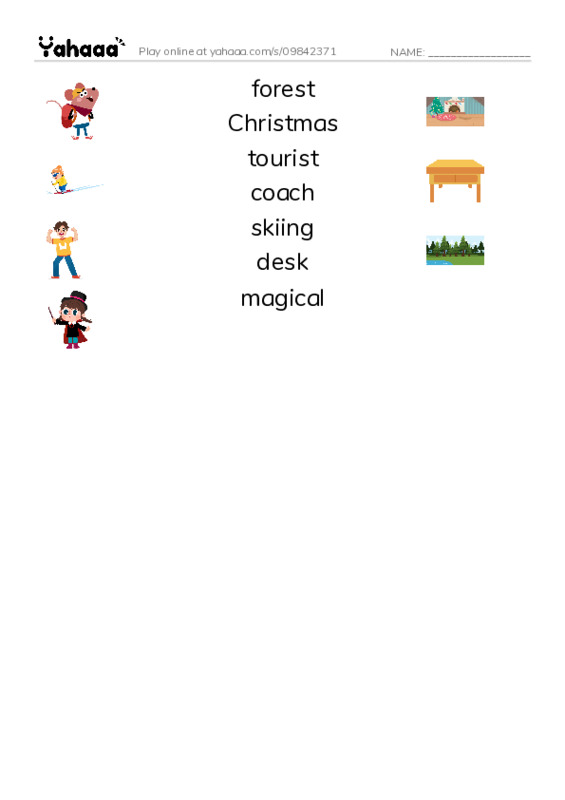 Christmas Elf PDF three columns match words