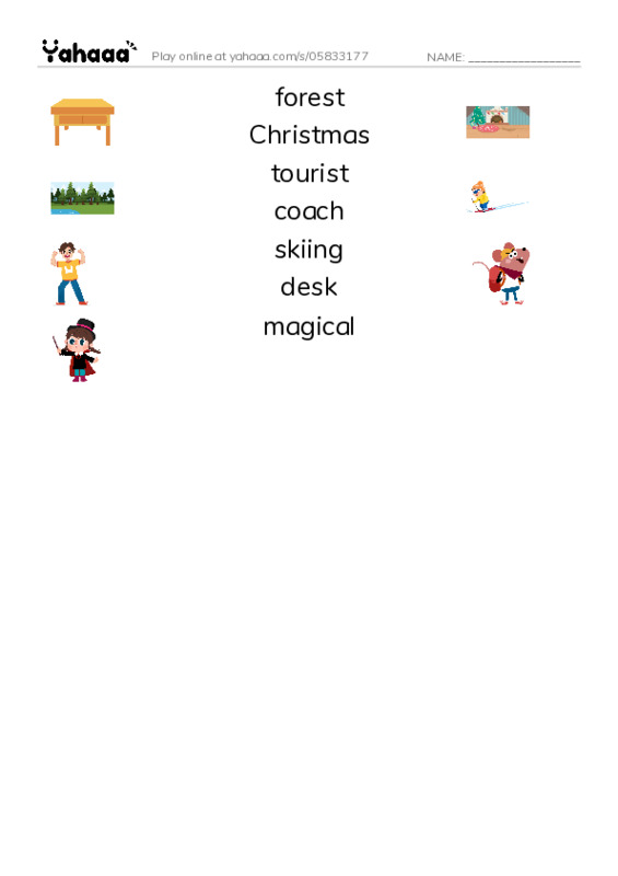 Christmas Elf PDF three columns match words