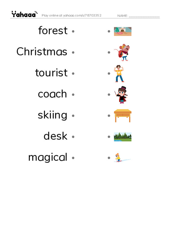 Christmas Elf PDF link match words worksheet