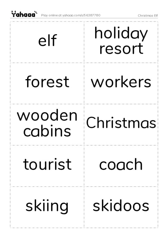 Christmas Elf PDF two columns flashcards