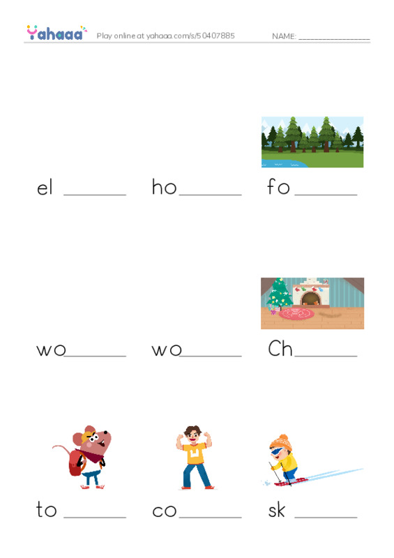  PDF worksheet to fill in words gaps
