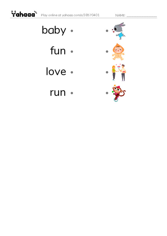 Runner PDF link match words worksheet