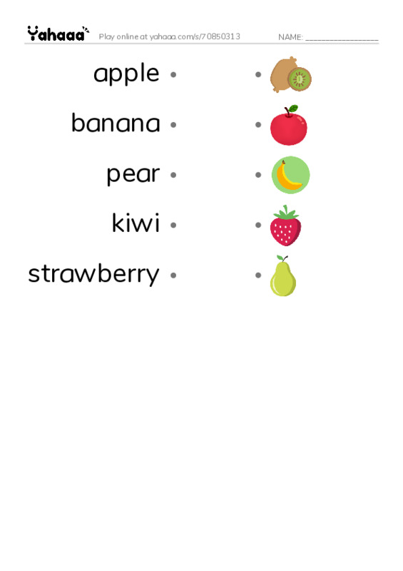 fruits PDF link match words worksheet